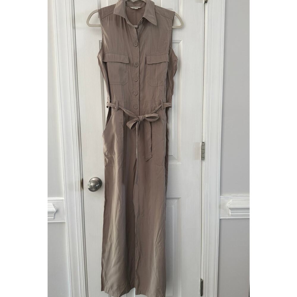 Max Studio NWOT | khaki tan sleeveless collared jumpsuit | size small